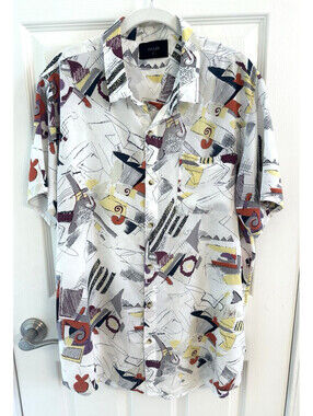 Rolla's Mens Short Sleeve Button Shirt XL Abstract Print Viscose Resort Beach